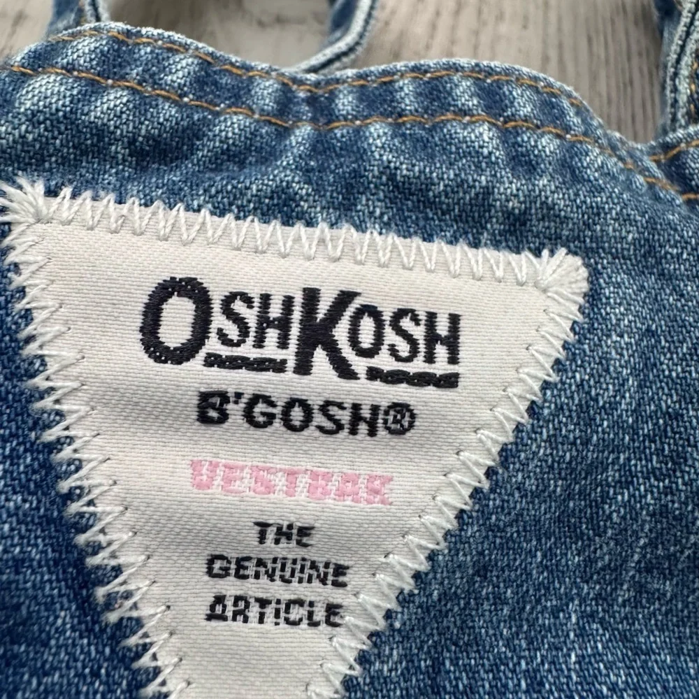 Osh Kosh BGosh Denim Pink Tag Skirt Overalls Dress Kids Toddler Vtg Vintage 6-9